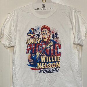 Willie Nelson Authentic Franks Bros' Print Tee 4th July Picnic 2017 sze XL